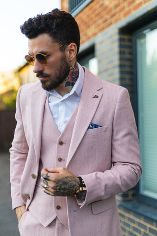 Mens Pink Blush Plain Suit